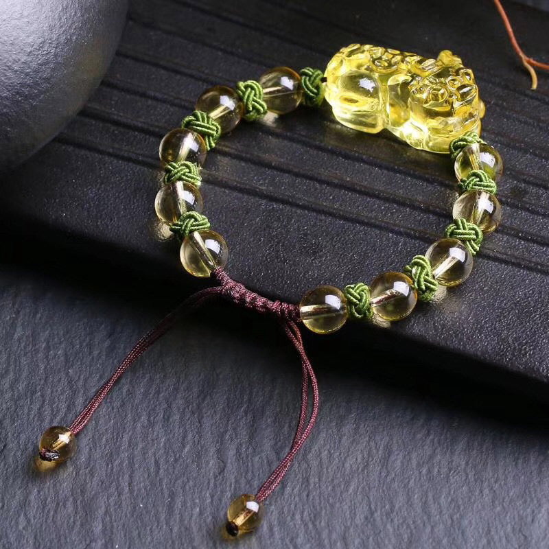 Buddha Stones Natural Citrine Pixiu Wealth Protection Bracelet