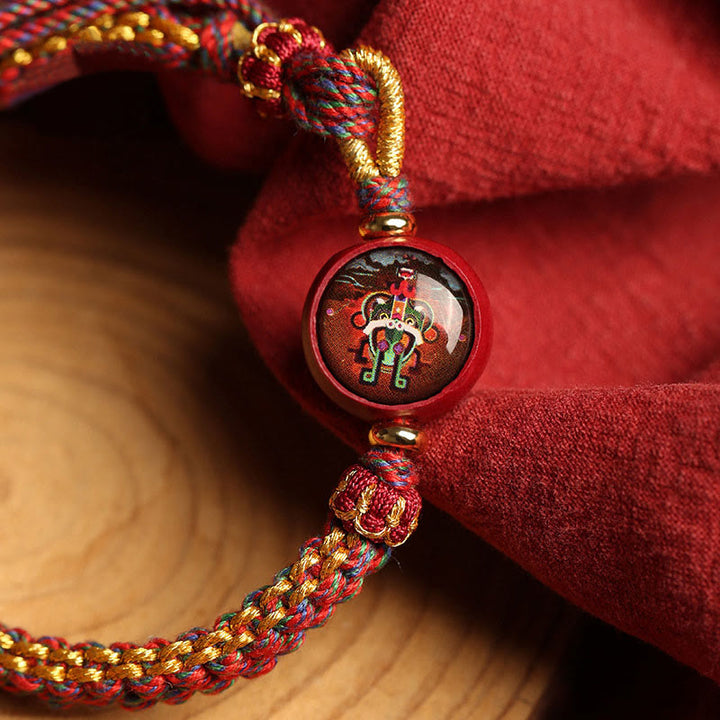 Buddha Stones Colorful Rope Cinnabar Thangka Blessing Braided Bracelet