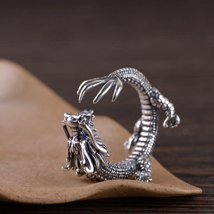 925 Sterling Silver Dragon Luck Protection Ring