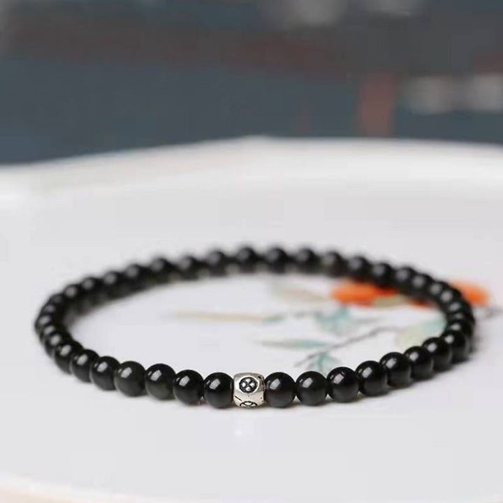 Buddha Stones Natural Black Obsidian Smoky Quartz Purification Strength Bracelet