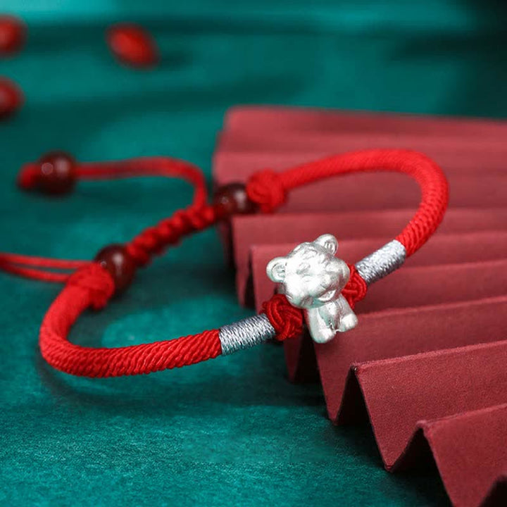 Buddha Stones 999 Sterling Silver Chinese Zodiac Luck Strength Red String Bracelet