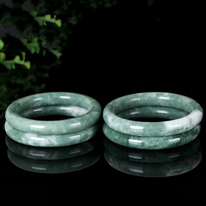 Buddha Stones Natural Jade Luck Abundance Bangle Bracelet