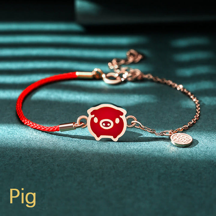 Buddha Stones 925 Sterling Silver Color-changing Chinese Zodiac Luck Protection Red String Chain Bracelet