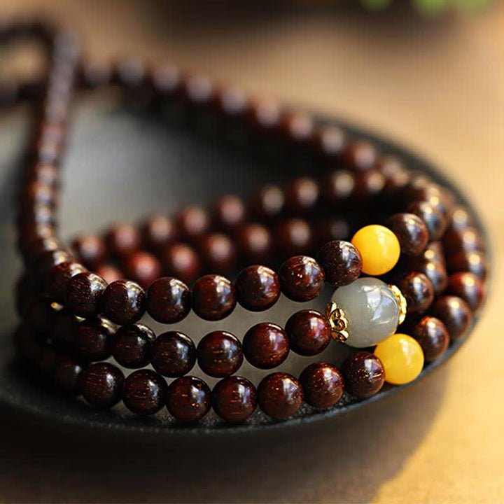 Buddha Stones 925 Sterling Silver Indian Small Leaf Red Sandalwood Hetian Gray Jade Amber Gold Star Bracelet