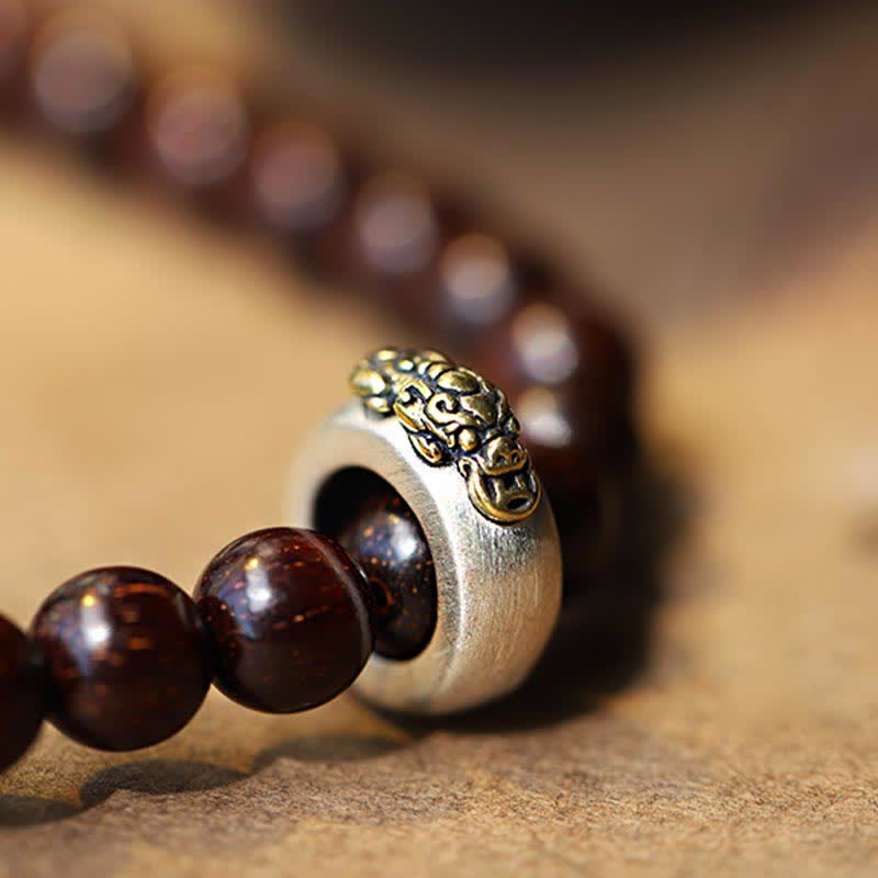 Buddha Stones 925 Sterling Silver Indian Small Leaf Red Sandalwood Hetian Gray Jade Amber Gold Star Bracelet