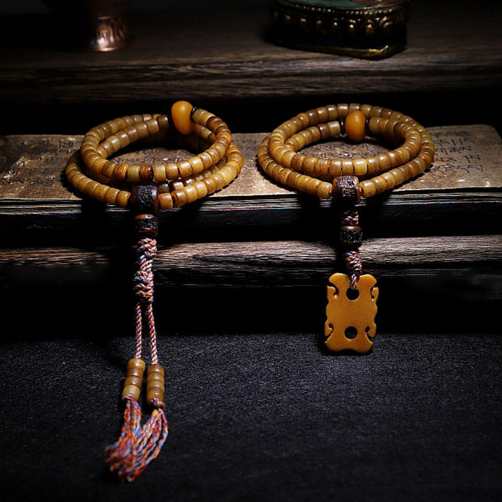 Tibet 108 Mala Beads Yak Bone Amber Balance Bracelet