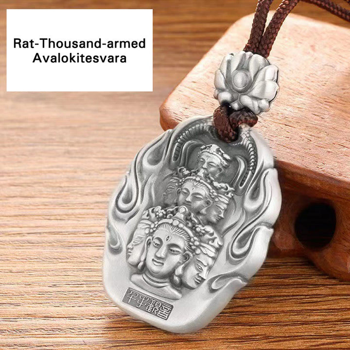 Buddha Stones Chinese Zodiac Natal Buddha Om Mani Padme Hum Lotus Compassion Necklace Pendant