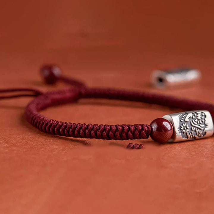 Buddha Stones 925 Sterling Silver 12 Chinese Zodiac Cinnabar String Bracelet