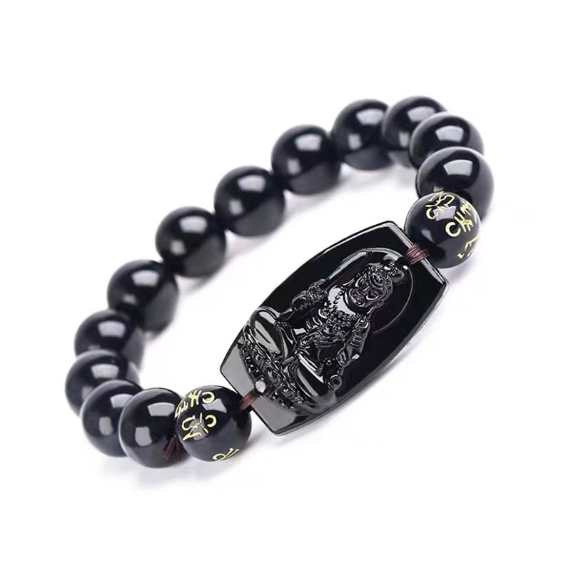 Buddha Stones Chinese Zodiac Obsidian Protection Bracelet