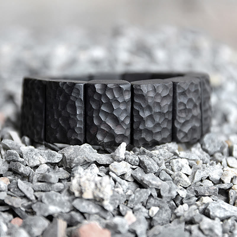 Buddha Stones Vintage Ebony Wood Texture Peace Couple Bracelet