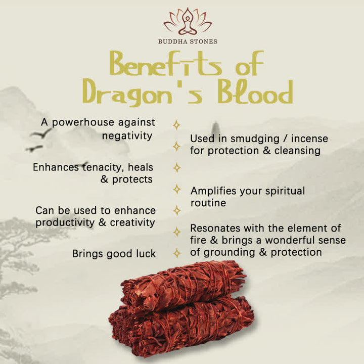 Buddha Stones Dragon's Blood Sage Smudge Stick for Home Negative Energy Cleansing Incense Healing Meditation Rituals