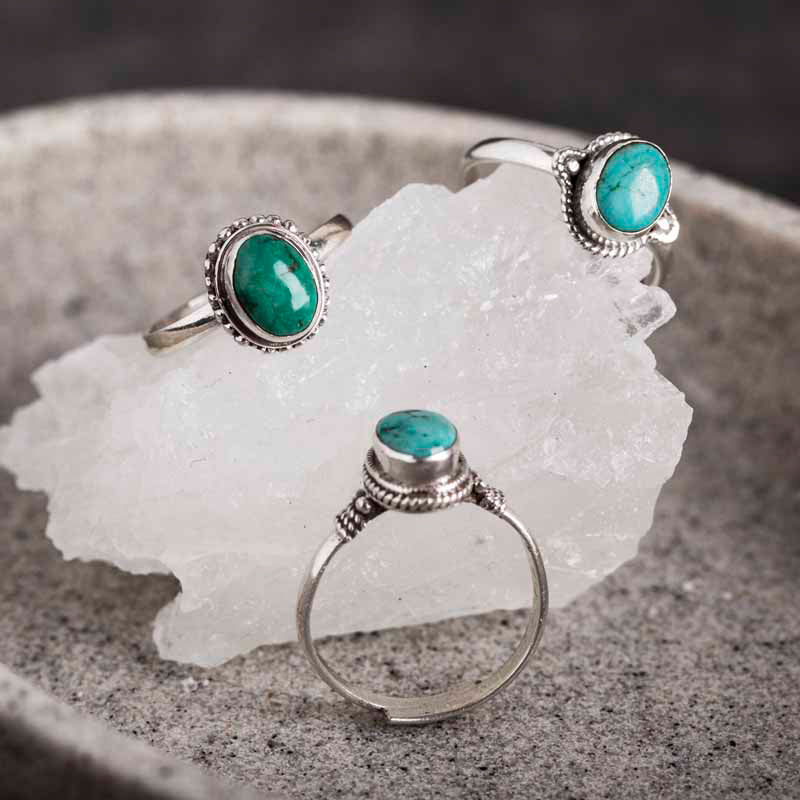 Buddha Stones 925 Sterling Silver Turquoise Wisdom Love Ring