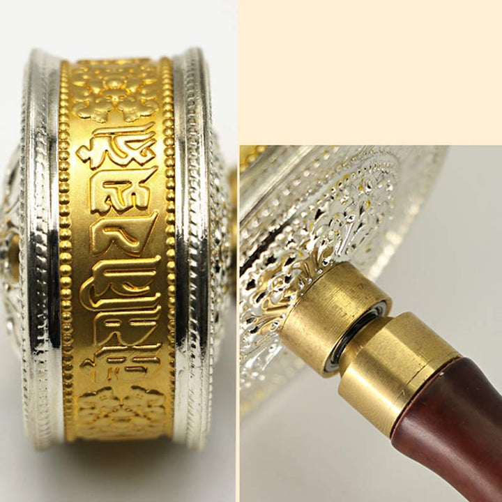 Tibetan Prayer Wheel Six True Words Copper Peace Protection Decoration