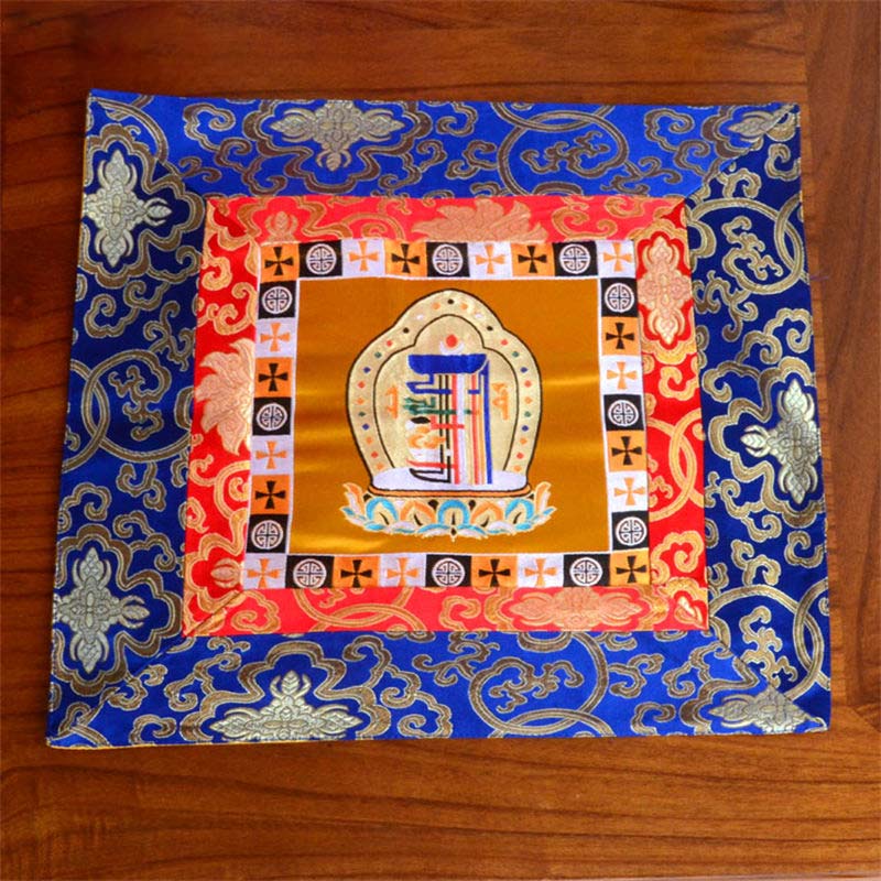 Prayer Altar Mat Meditation Strength Endless Knot Vajra Man-Bcu Kalachakra Auspicious Symbols