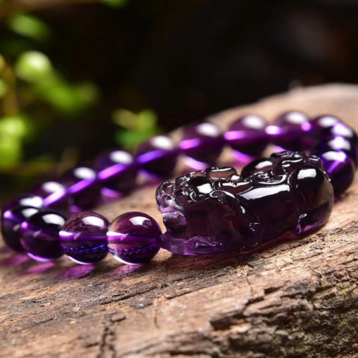 Buddha Stones Feng Shui Amethyst Fortune Wealth Bracelet