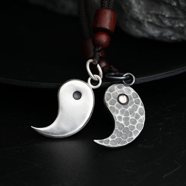 Buddha Stones 990 Sterling Silver Yin Yang Balance Harmony Necklace Pendant