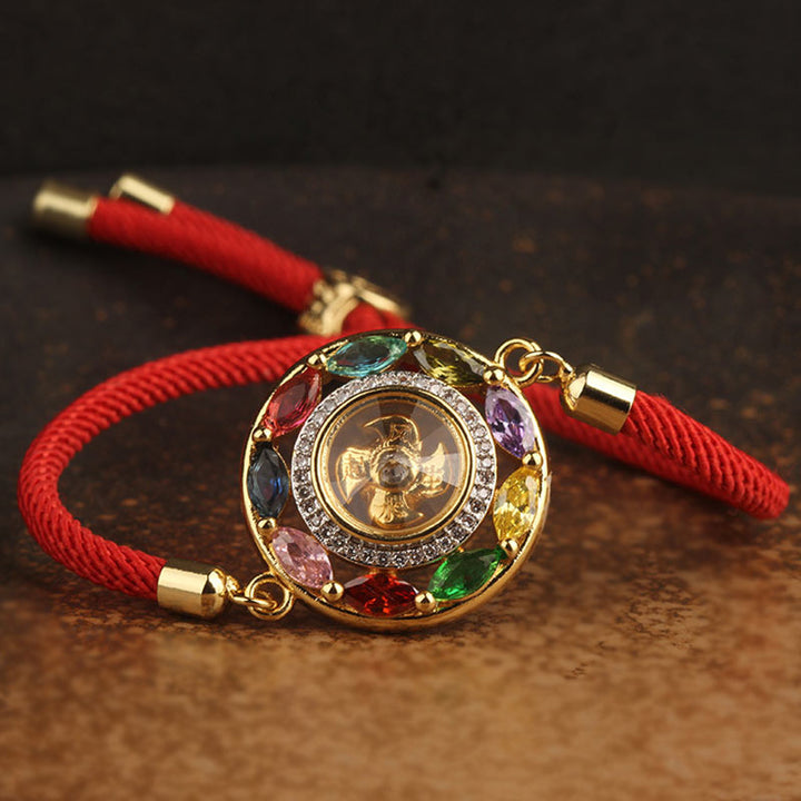 Buddha Stones Colorful Zircon Copper Wealth Luck Rotation Bracelet Necklace Pendant