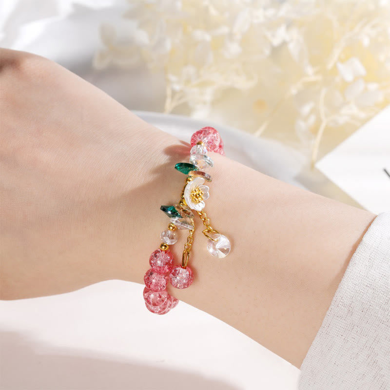 Buddha Stones Simple Design Flower Charm Glass Bead Bracelet