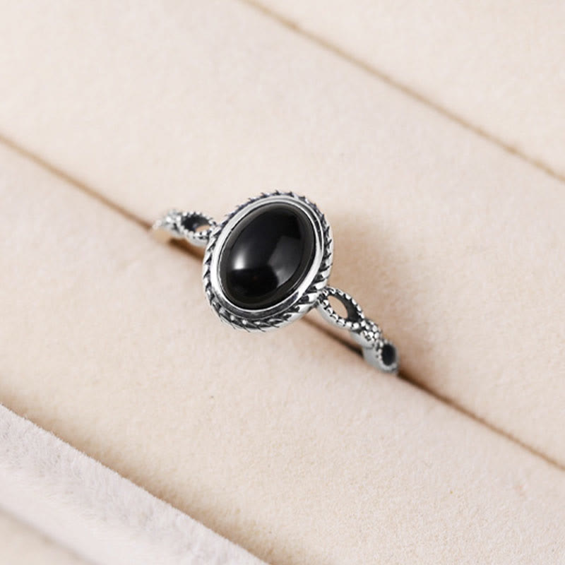 Buddha Stones 925 Sterling Silver Black Onyx Fortune Ring