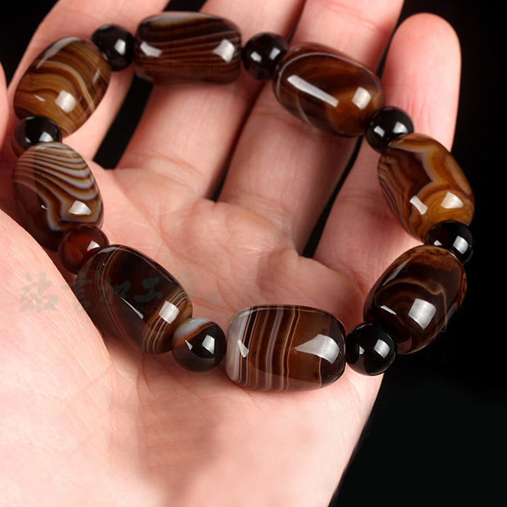 Buddha Stones Natural Sardonyx Courage Happiness Bracelet