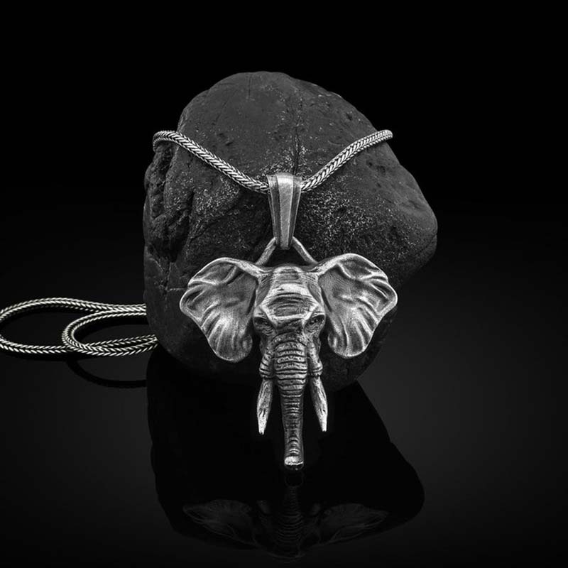 Elephant Pewter Titanium Steel Strength Necklace Pendant