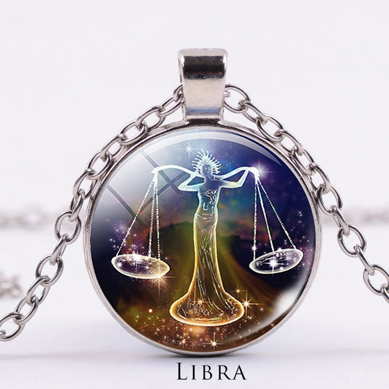 12 Constellations of the Zodiac Moon Starry Sky Protection Blessing Necklace Pendant