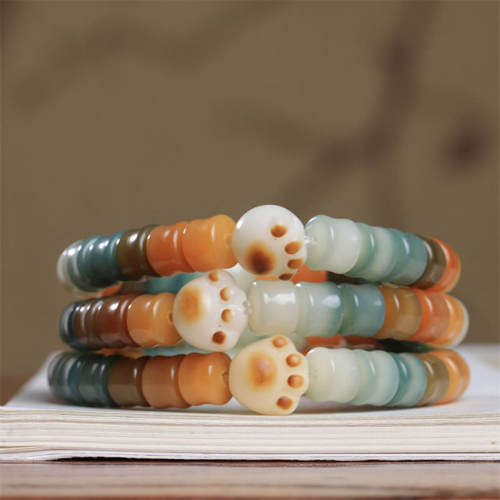 Buddha Stones Colorful Bodhi Seed Cat Paw Wisdom Bracelet