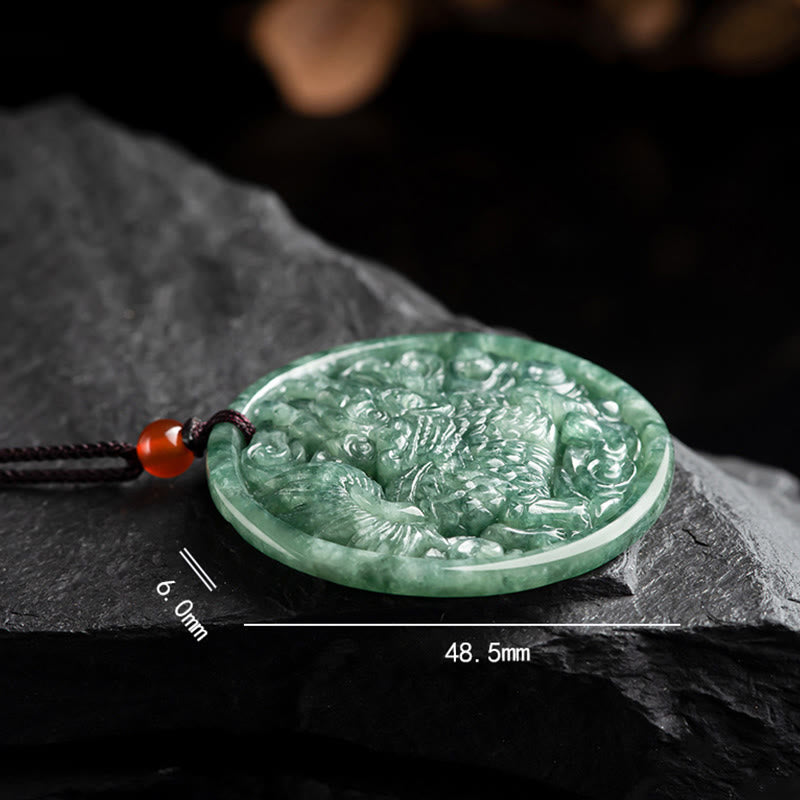 Buddha Stones Natural Jade Kirin Abundance String Necklace Pendant