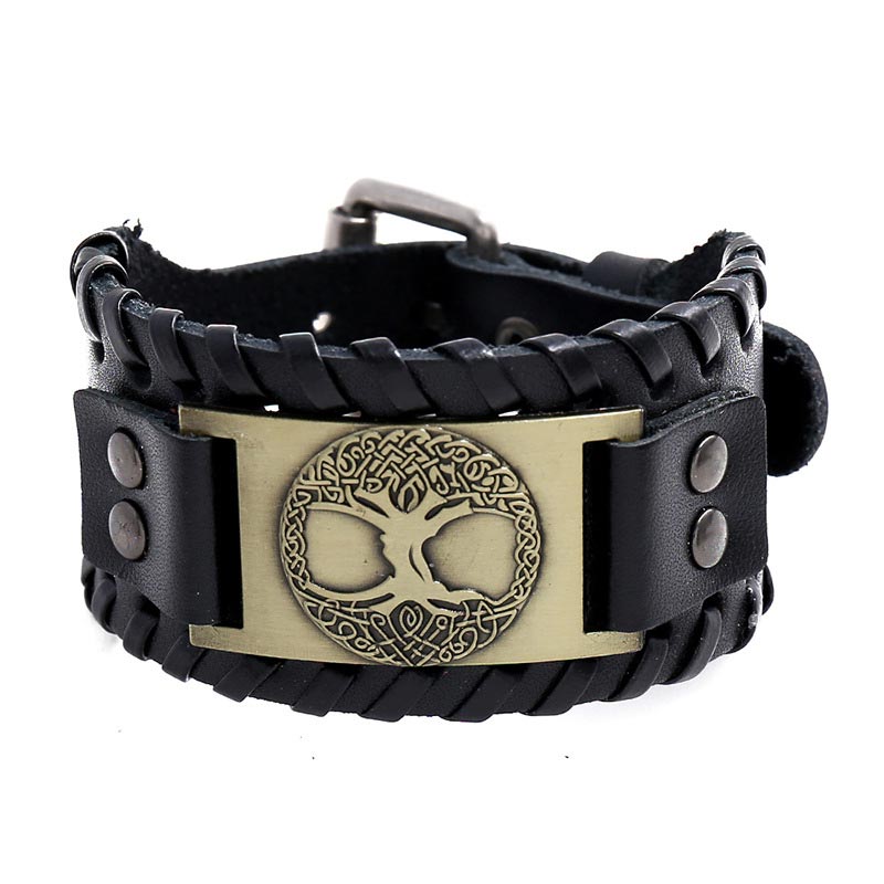 Buddha Stones Lucky Tree Of Life Balance Leather Bracelet