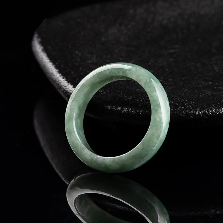 Buddha Stones Natural Jade Abundance Healing Ring