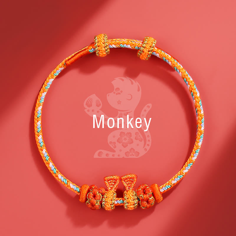 Buddha Stones Handmade Year of the Dragon Cute Chinese Zodiac Luck Braided Bracelet