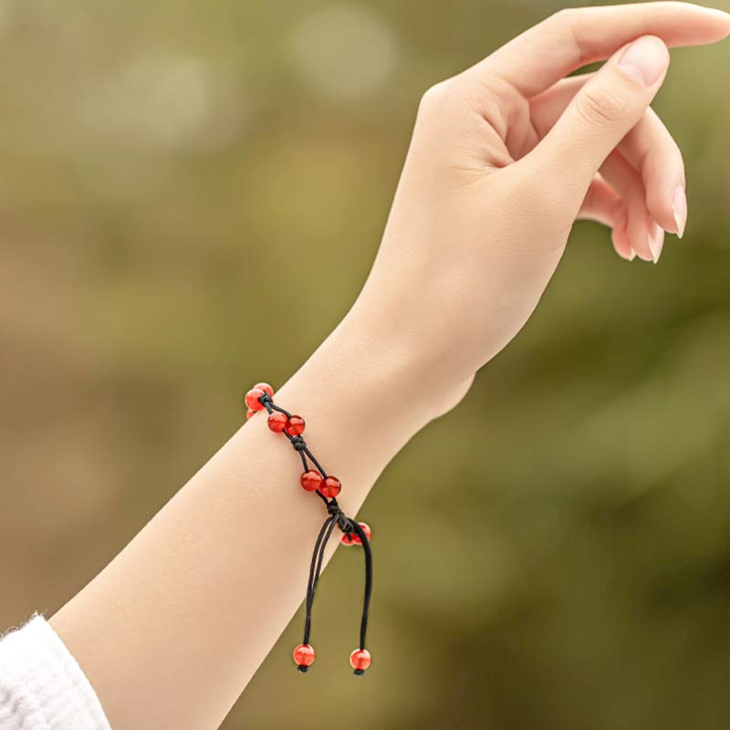 Buddha Stones Red Agate Moss Agate Cinnabar Calm Bracelet