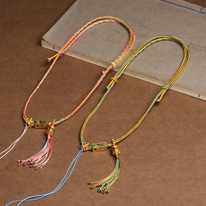 Buddha Stones Colorful String Copper Wealth Necklace Pendant