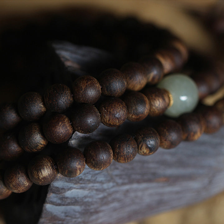 108 Mala Beads Nha Trang Bai Qinan Agarwood Jade 999 Gold Peace Bracelet (Only one in stock)