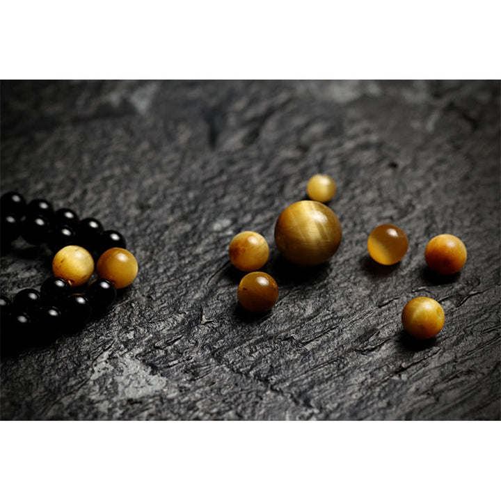 Buddha Stones Tibetan 108 Mala Beads Black Onyx Tiger Eye Beads Nine Palaces Bagua Protection Bracelet