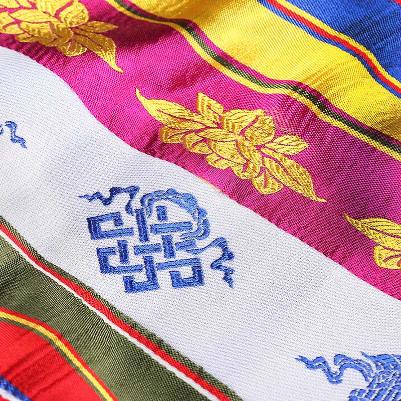 Tibetan Lucky Blessing Multicolored Lotus Mantra Jacquard Khata Decoration