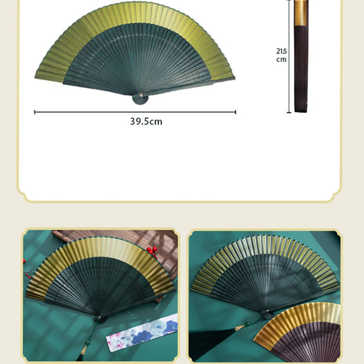 Buddha Stones Gradient Handheld Bamboo Folding Fan