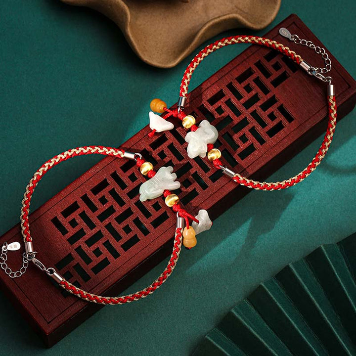 Buddha Stones Chinese Zodiac Jade Prosperity Red String Bracelet Anklet