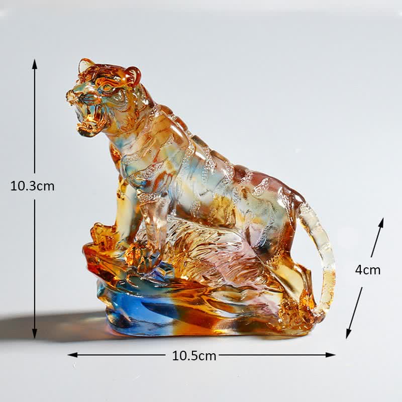 Handmade Liuli Crystal Tiger Art Piece Protection Home Decoration