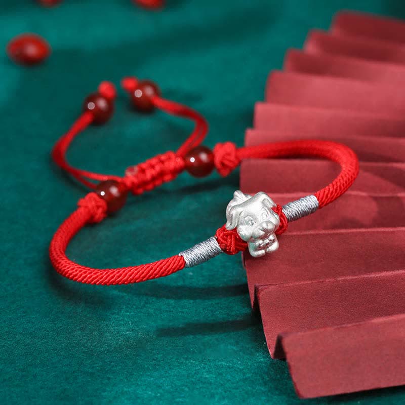 Buddha Stones 999 Sterling Silver Chinese Zodiac Luck Strength Red String Bracelet