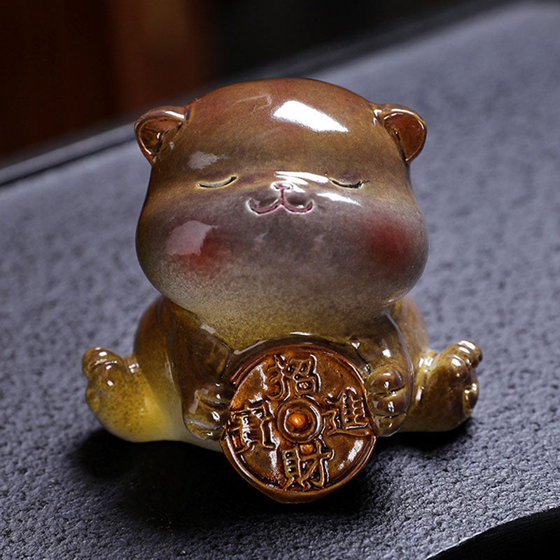 Buddha Stones Color Changing Cute Mini Cat Resin Tea Pet Wealth Home Figurine Decoration