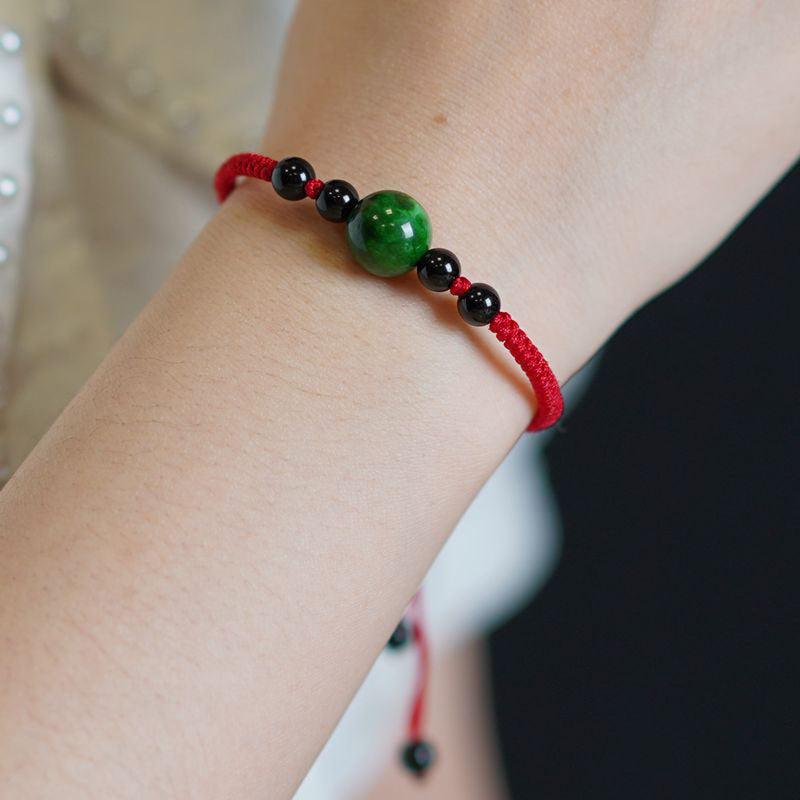 Buddha Stones Lucky and Success Jade Red String Bracelet