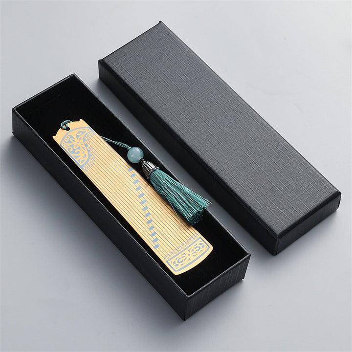 Buddha Stones Classical Musical Instruments Pipa Guzheng Guqin Ruan Metal Bookmarks Tassel With Gift Box