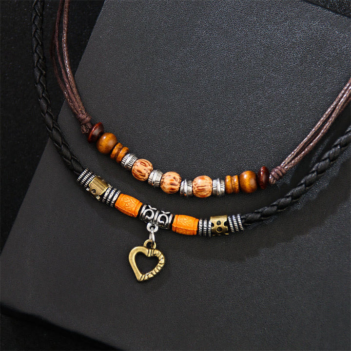 Buddha Stones Love Heart Pattern Bead Healing Necklace Pendant Bracelet