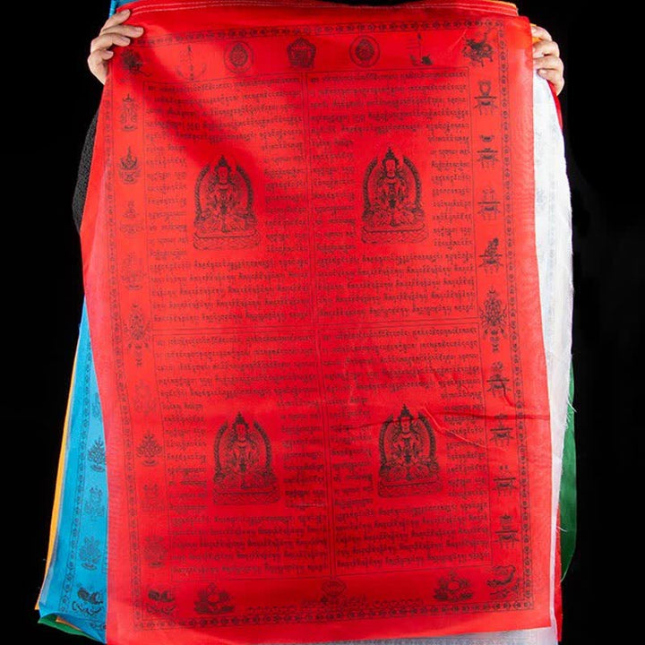 Tibetan 5 Colors Windhorse Happiness Auspicious Outdoor Prayer Flag