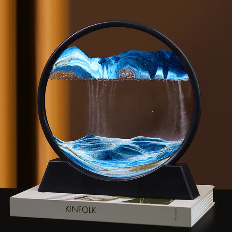 Moving Sand Art Picture Round Glass Deep Sea Sandscape Flowing Sand Home Decoration