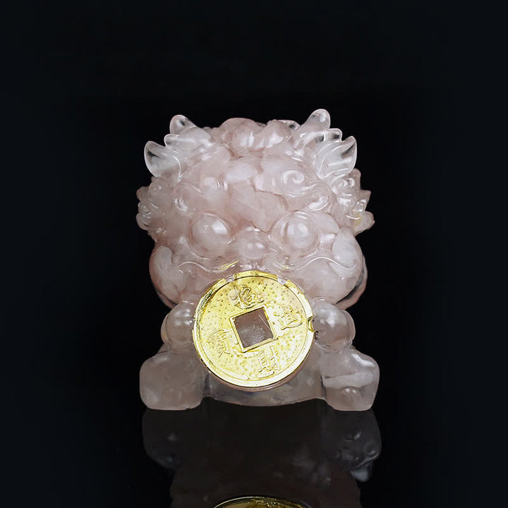 Buddha Stones Handmade Cute PiXiu Gold Coin Crystal Fengshui Energy Wealth Fortune Home Decoration