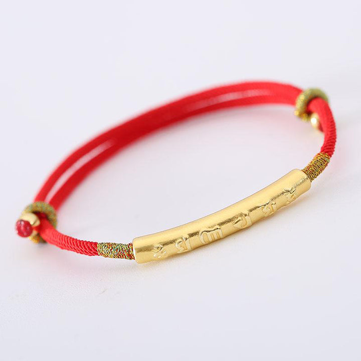 Buddha Stones Tibetan Buddhist Handmade Om Mani Padme Hum Lucky Red String Bracelet