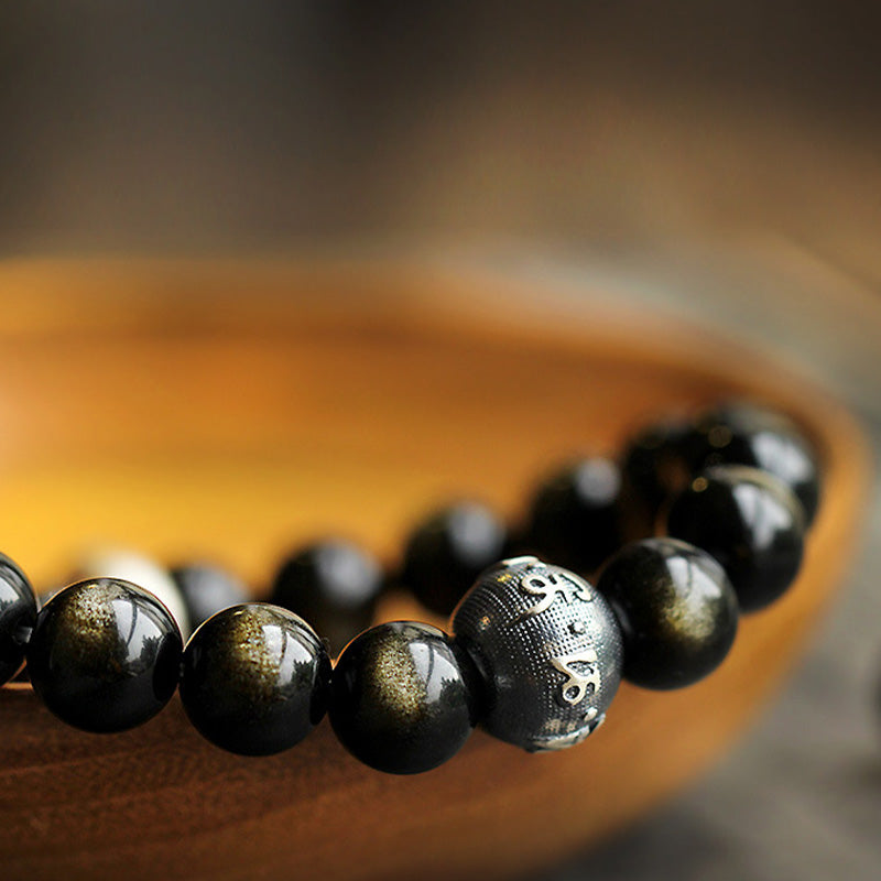 Buddha Stones Chinese Zodiac Natal Buddha Obsidian Purification Bracelet