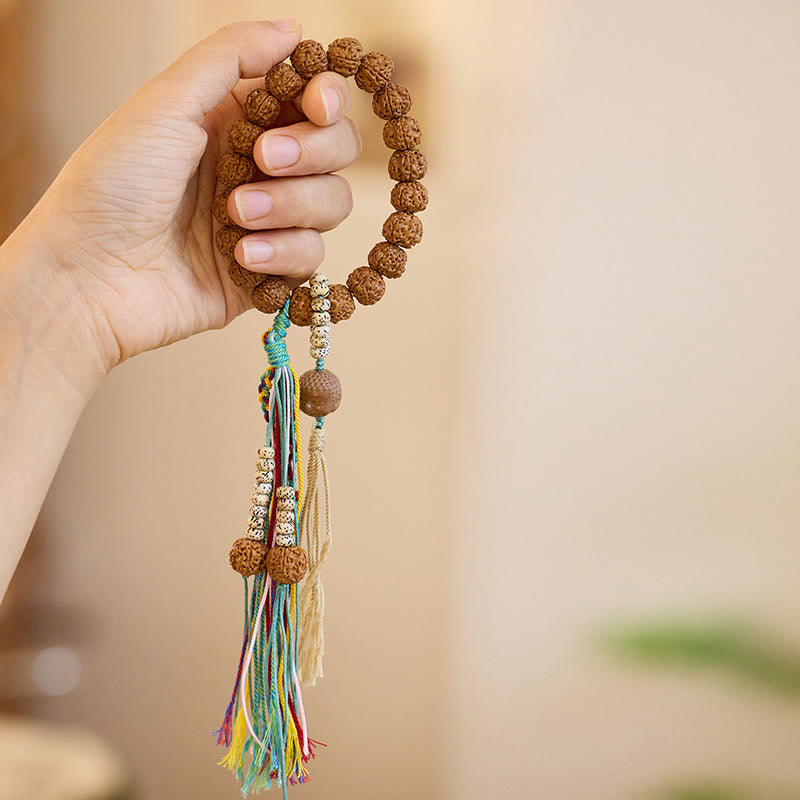 Buddha Stones Tibet Rudraksha Bodhi Seed Amulet Wealth Luck Bracelet